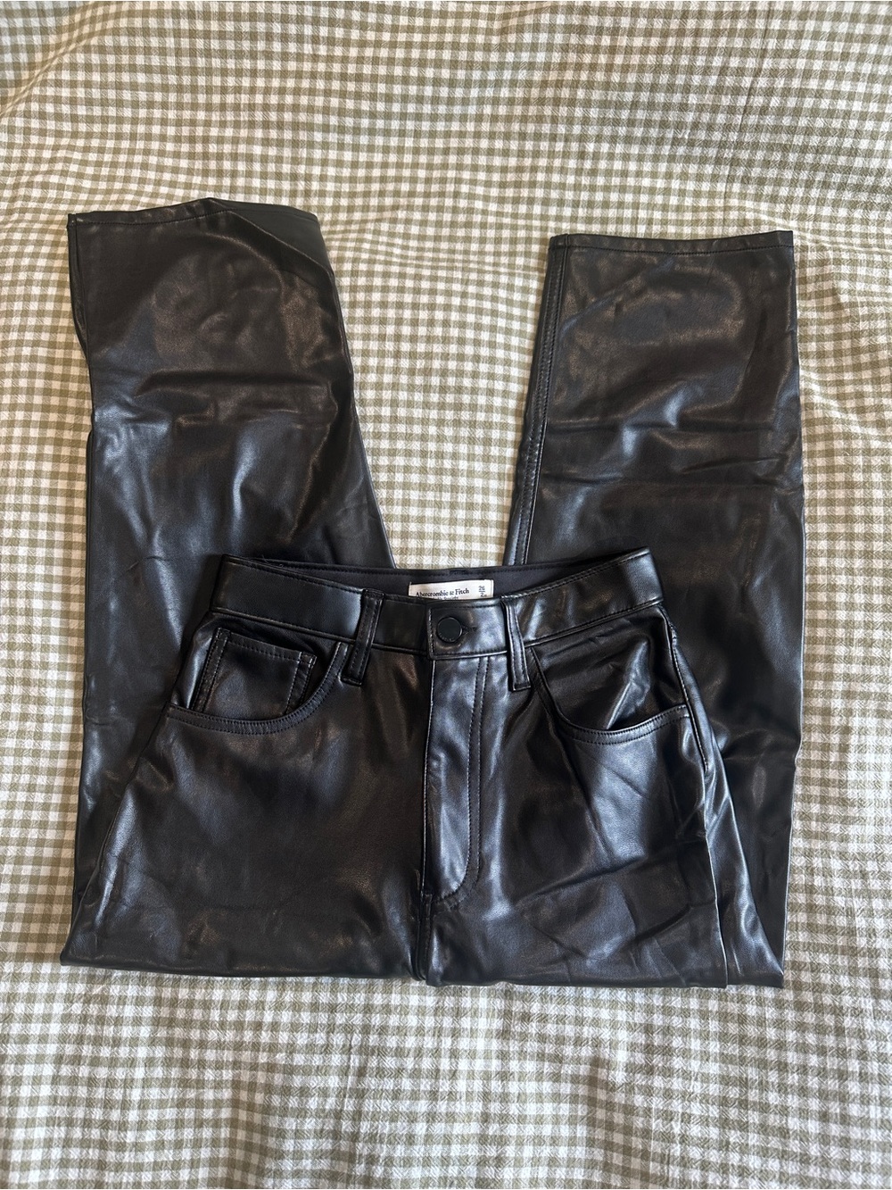 Abercrombie Faux Leather Black Straight-Leg Pants